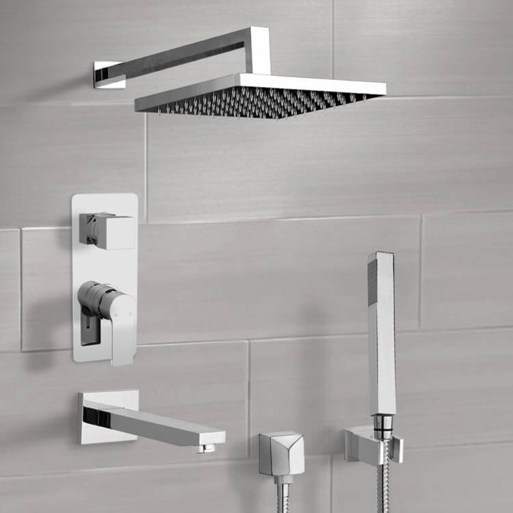 Tub and Shower Faucet Tub and Shower Faucet Set with Handheld and Rain Shower Head Remer TSH74